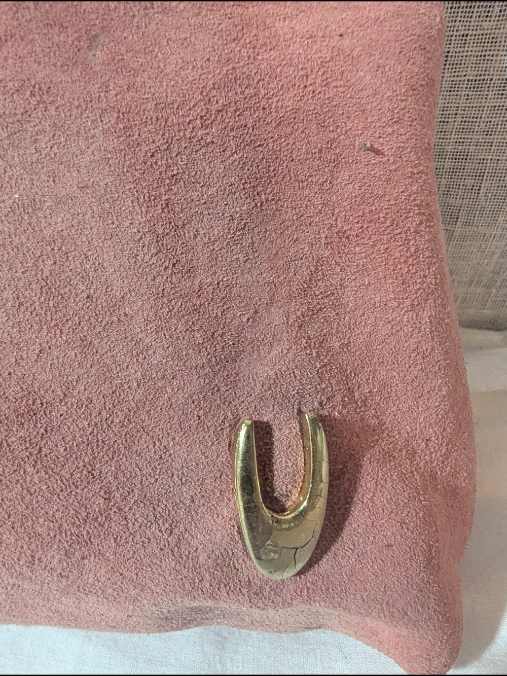 Vintage Suede Roll-Top Clutch in Dusty Rose Handbag